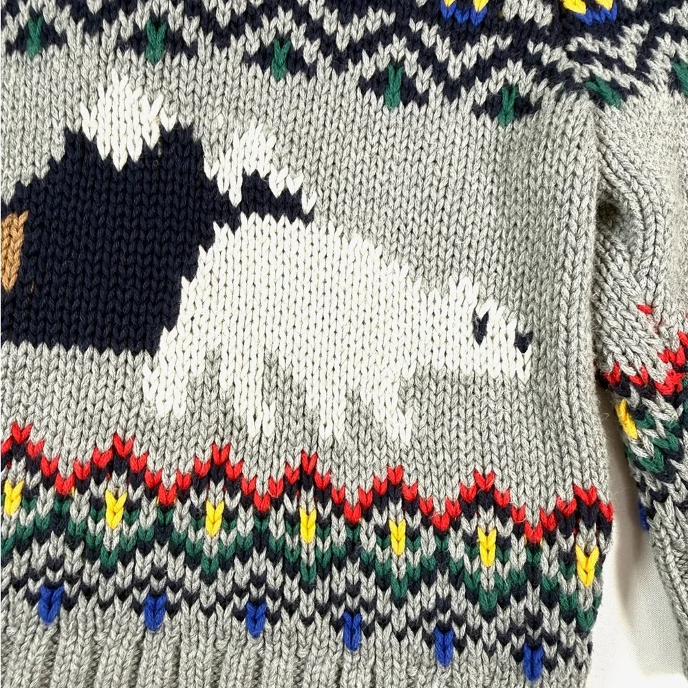 BABY GAP Cardigan Sweater 6-12M Fair Isle Animal Print Grandpacore Shawl Collar‎